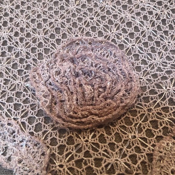 Taupe-Pink Scarf with Lace and Tassels - Picture 4 of 6